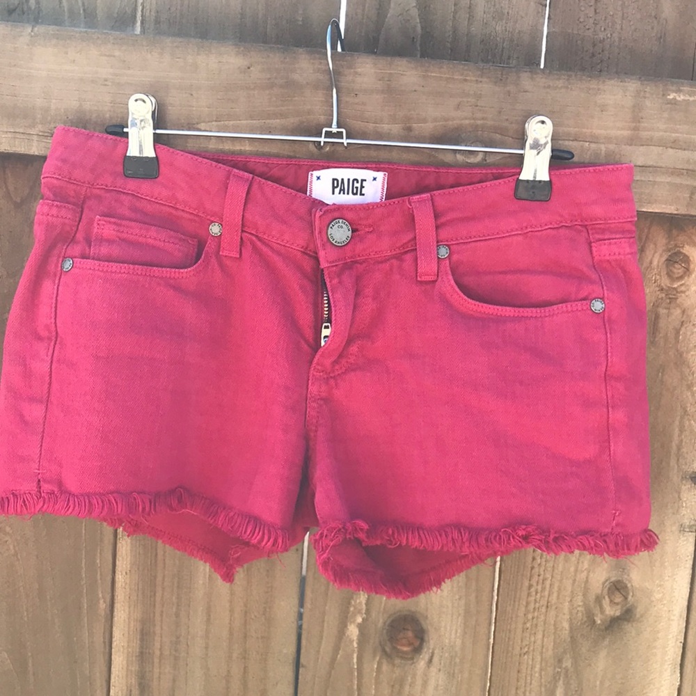 Paige Red cut off shorts